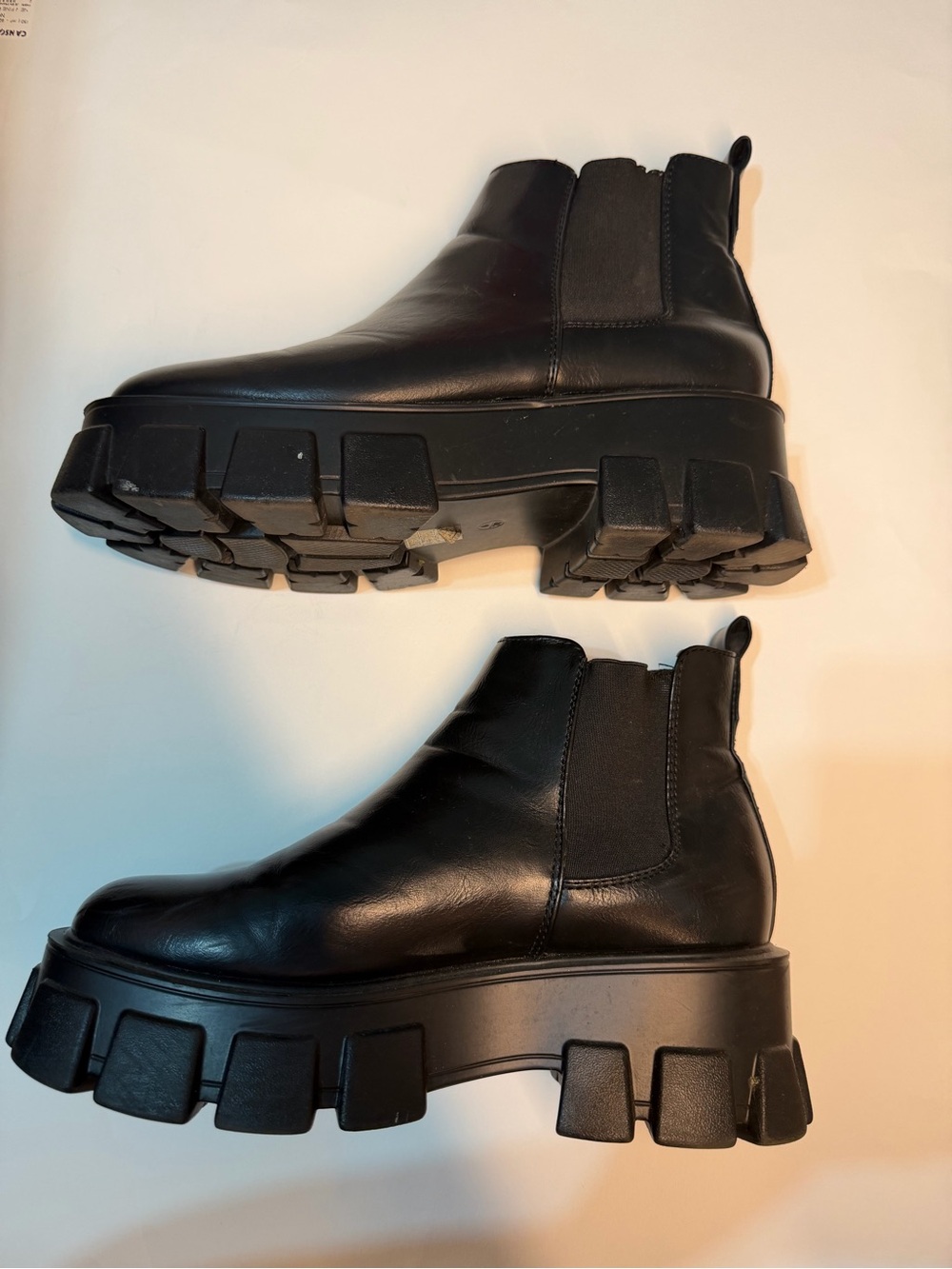 Nasty Gal Black Lug Sole Chelsea Ankle Boots
